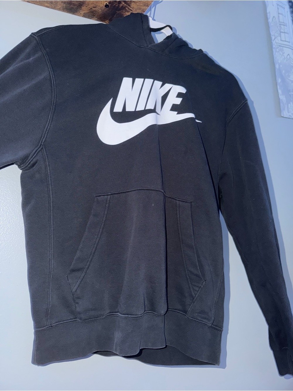 Nike Black Hoodie with White Swoosh and Logo